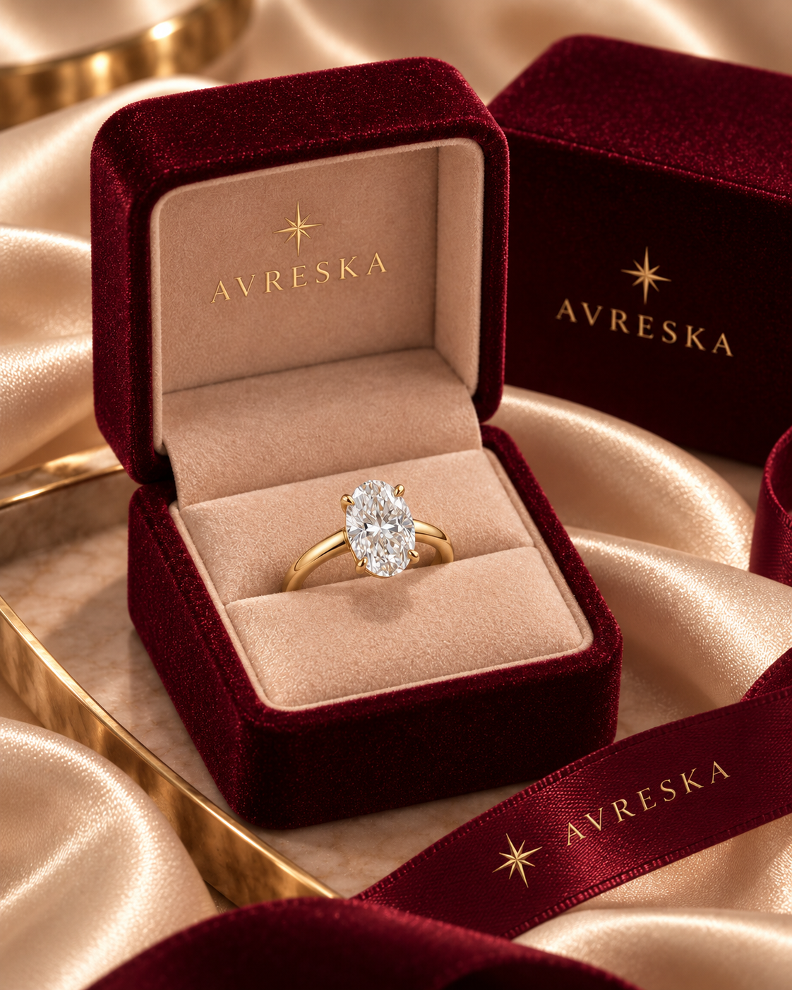 Aveline Oval Solitaire Ring - AVRESKA